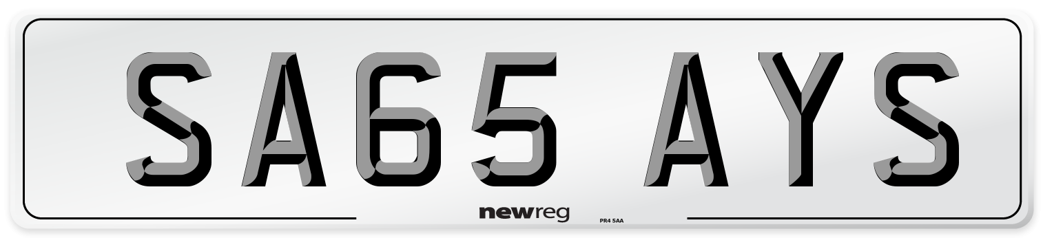 SA65 AYS Number Plate from New Reg